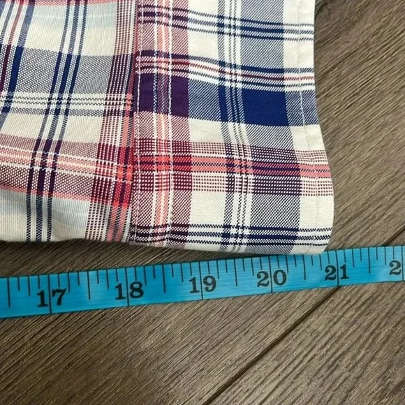 [M]Banana Republic Camden Fit Blue Red White. Plaid Button Dress Shirt - Picture 7 of 8